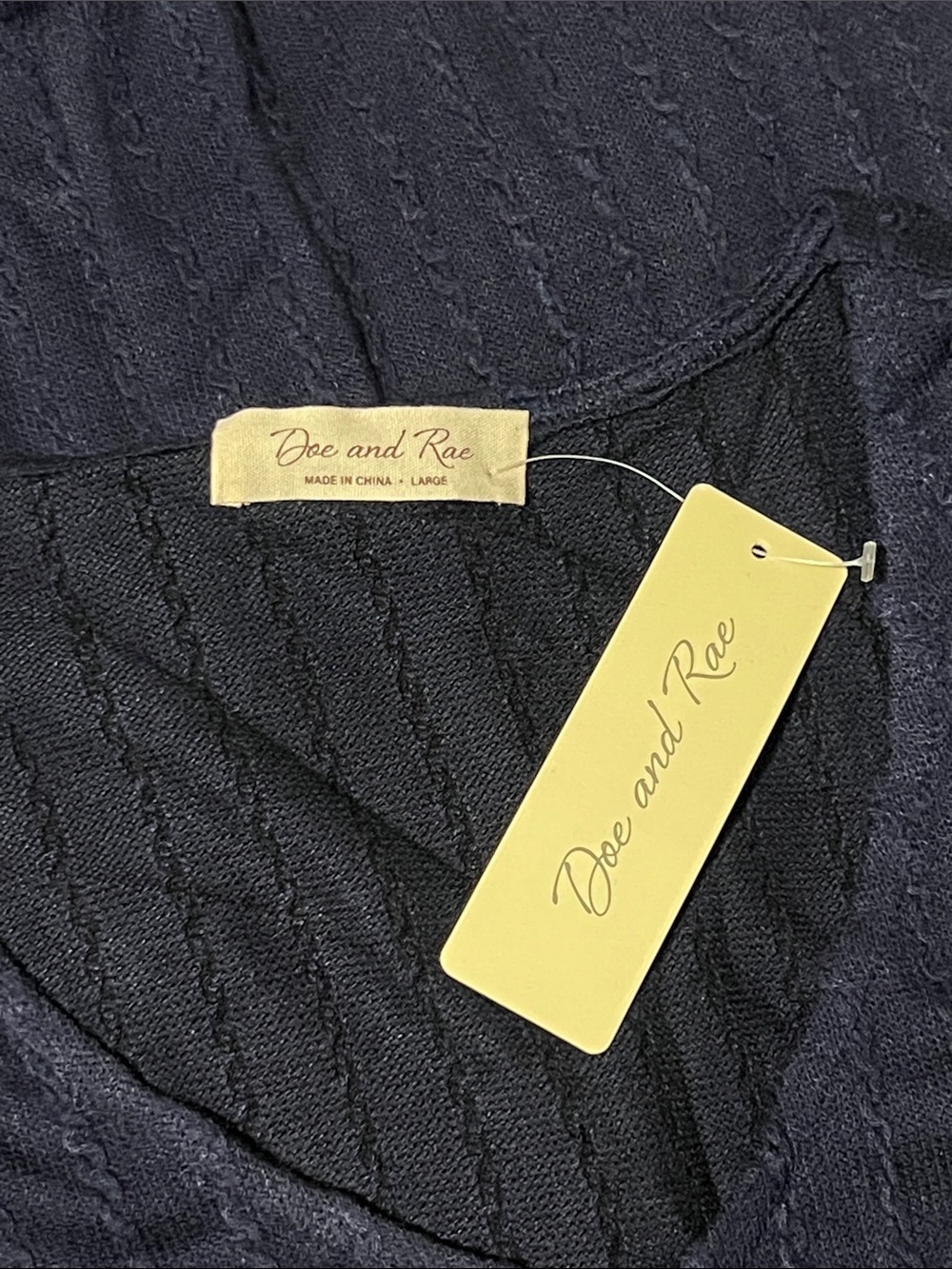 NWT Doe & Rae Navy Blue Blouse Top Shirt Large